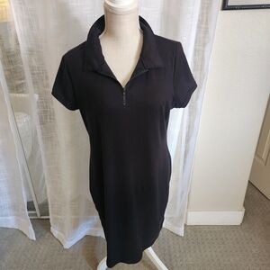Black Collared 3/4 Zip-Up Polo Style Dress Size 12